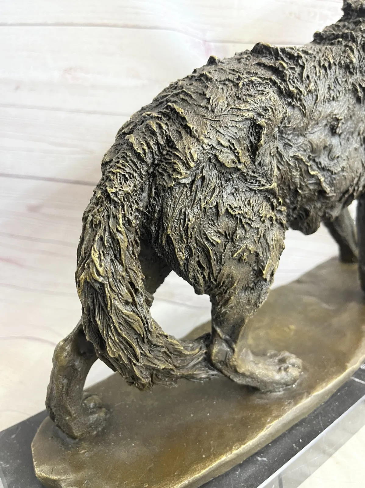 MAJESTIC BRONZE ART SCULPTURE STATUE WOLF CLASSIC BRONZE STATUE SIGNED:BARYE