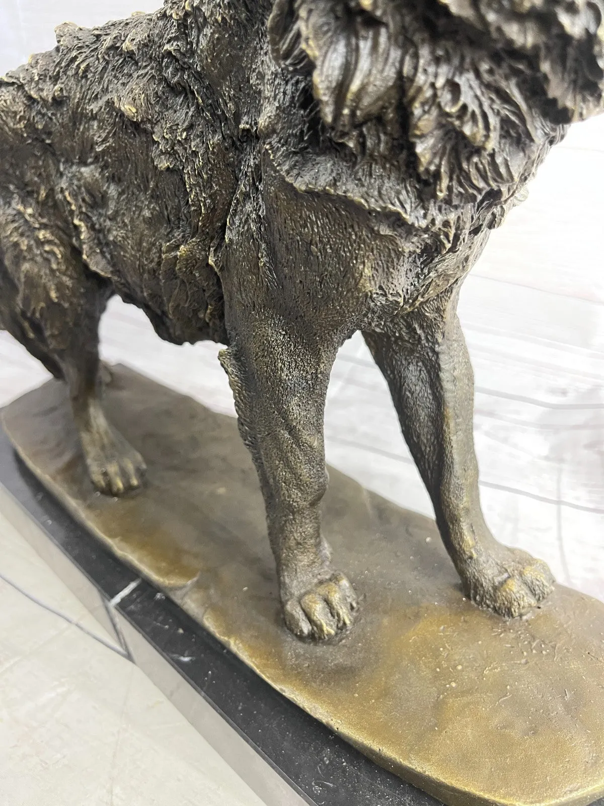 MAJESTIC BRONZE ART SCULPTURE STATUE WOLF CLASSIC BRONZE STATUE SIGNED:BARYE