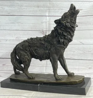 MAJESTIC BRONZE ART SCULPTURE STATUE WOLF CLASSIC BRONZE STATUE SIGNED:BARYE