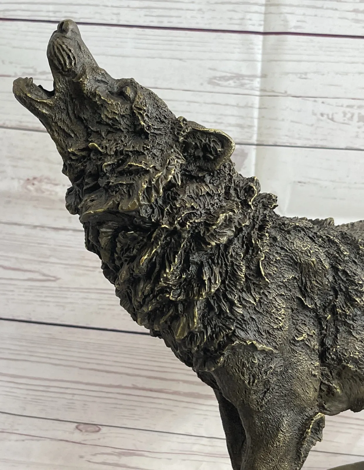 MAJESTIC BRONZE ART SCULPTURE STATUE WOLF CLASSIC BRONZE STATUE SIGNED:BARYE