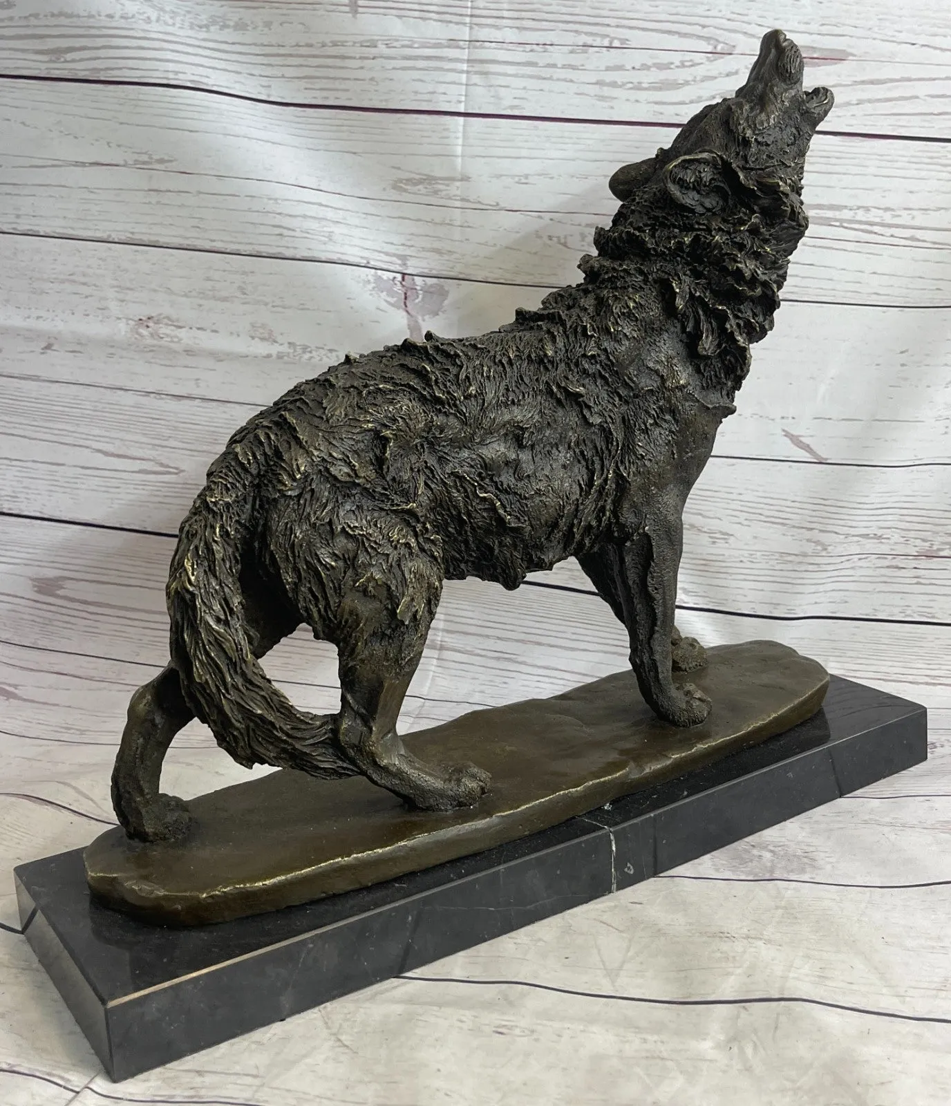 MAJESTIC BRONZE ART SCULPTURE STATUE WOLF CLASSIC BRONZE STATUE SIGNED:BARYE