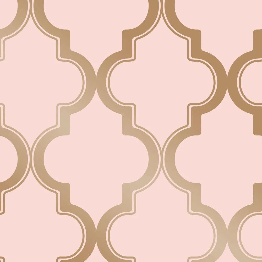 Marrakesh Pink & Metallic Gold Peel and Stick Wallpaper