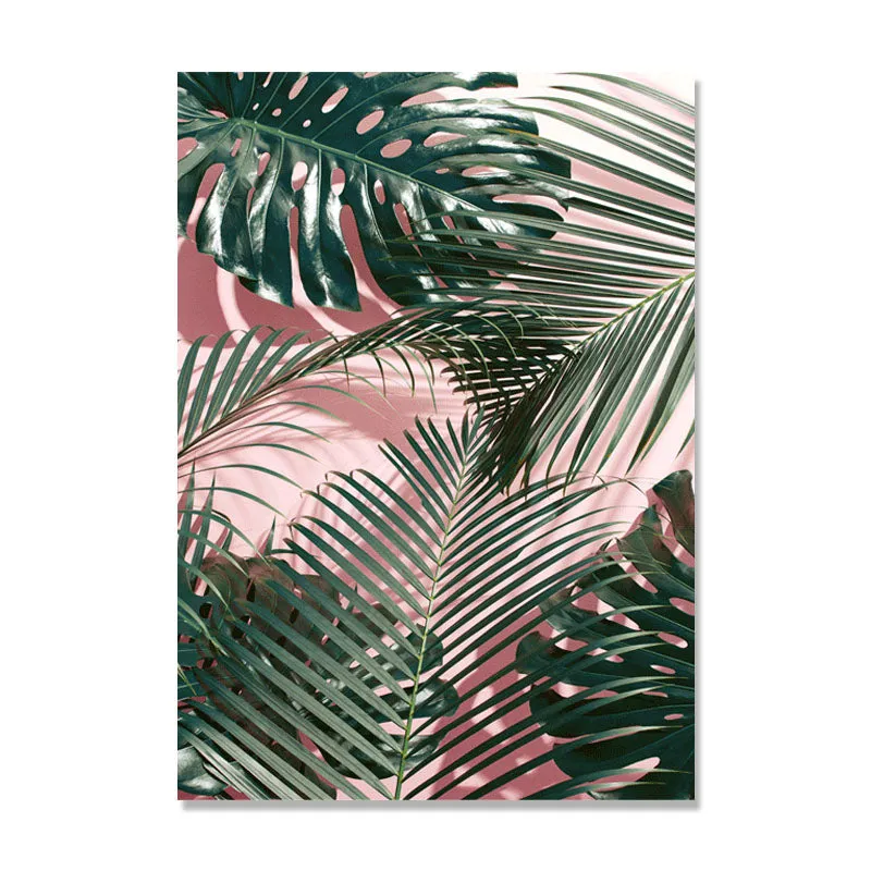 Nordic Poster Coconut Tree Wall Art Green Leaf Canvas Prints  Blue Decor Unframed