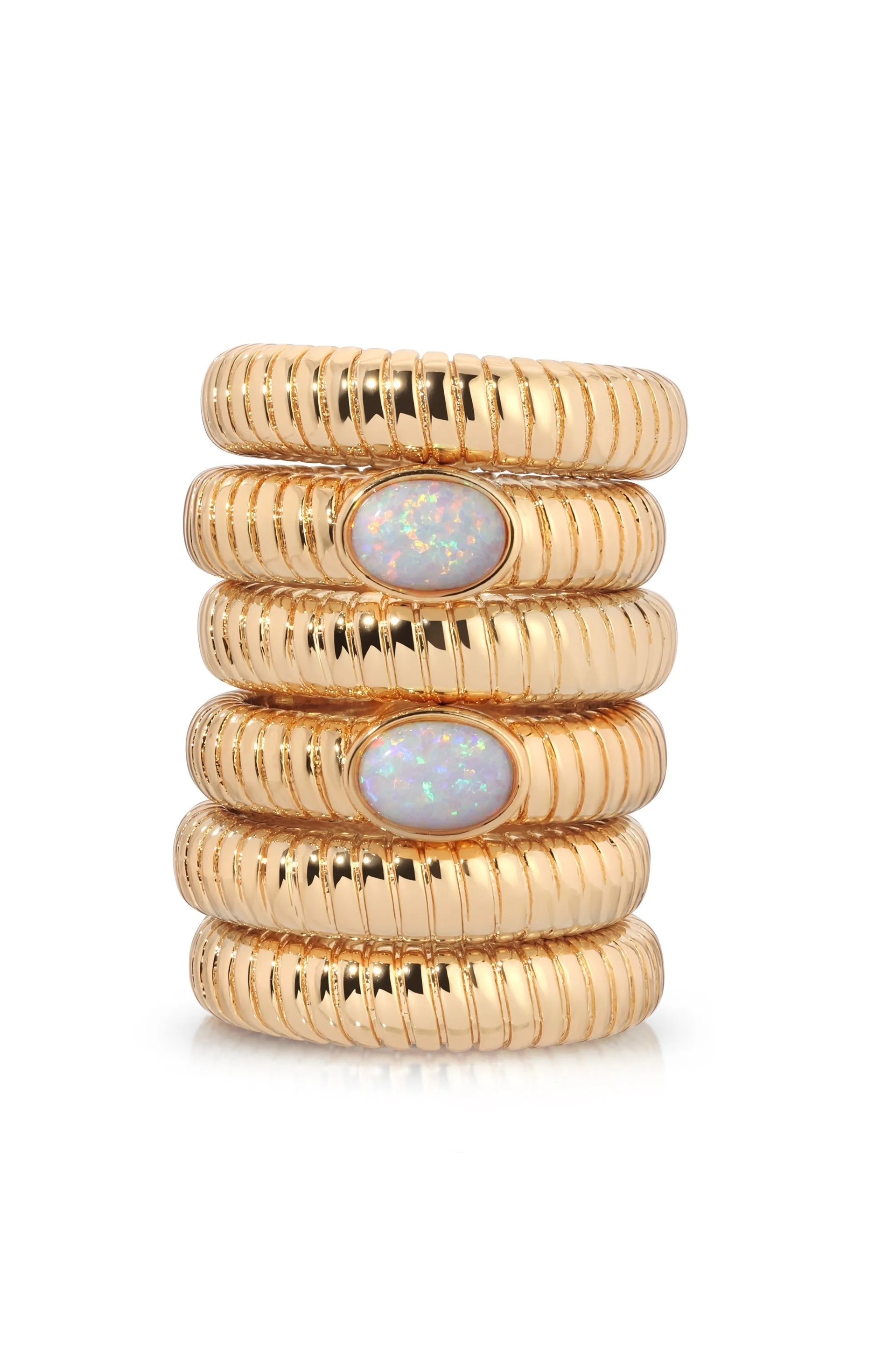 Opal Flex Ribbed Ring