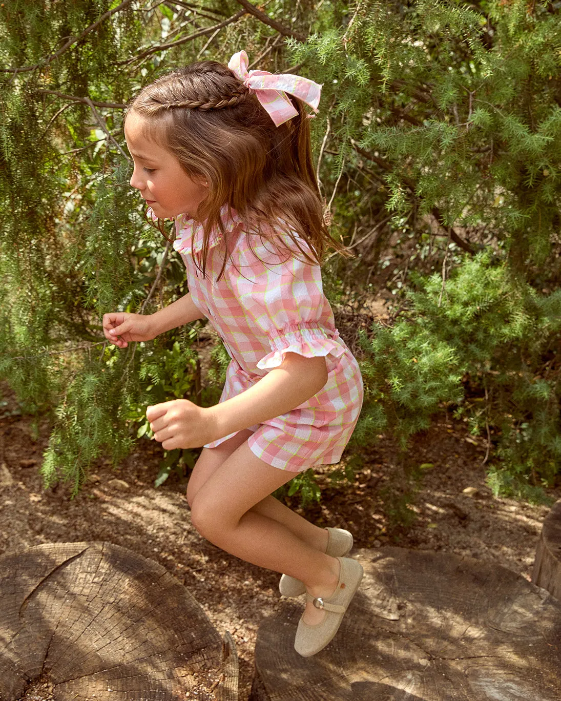 Pink Check Falda Skort