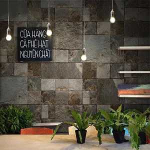 Retro Stone Brick Waterproof PVC Wallpaper for Restaurants (5.3 ㎡)