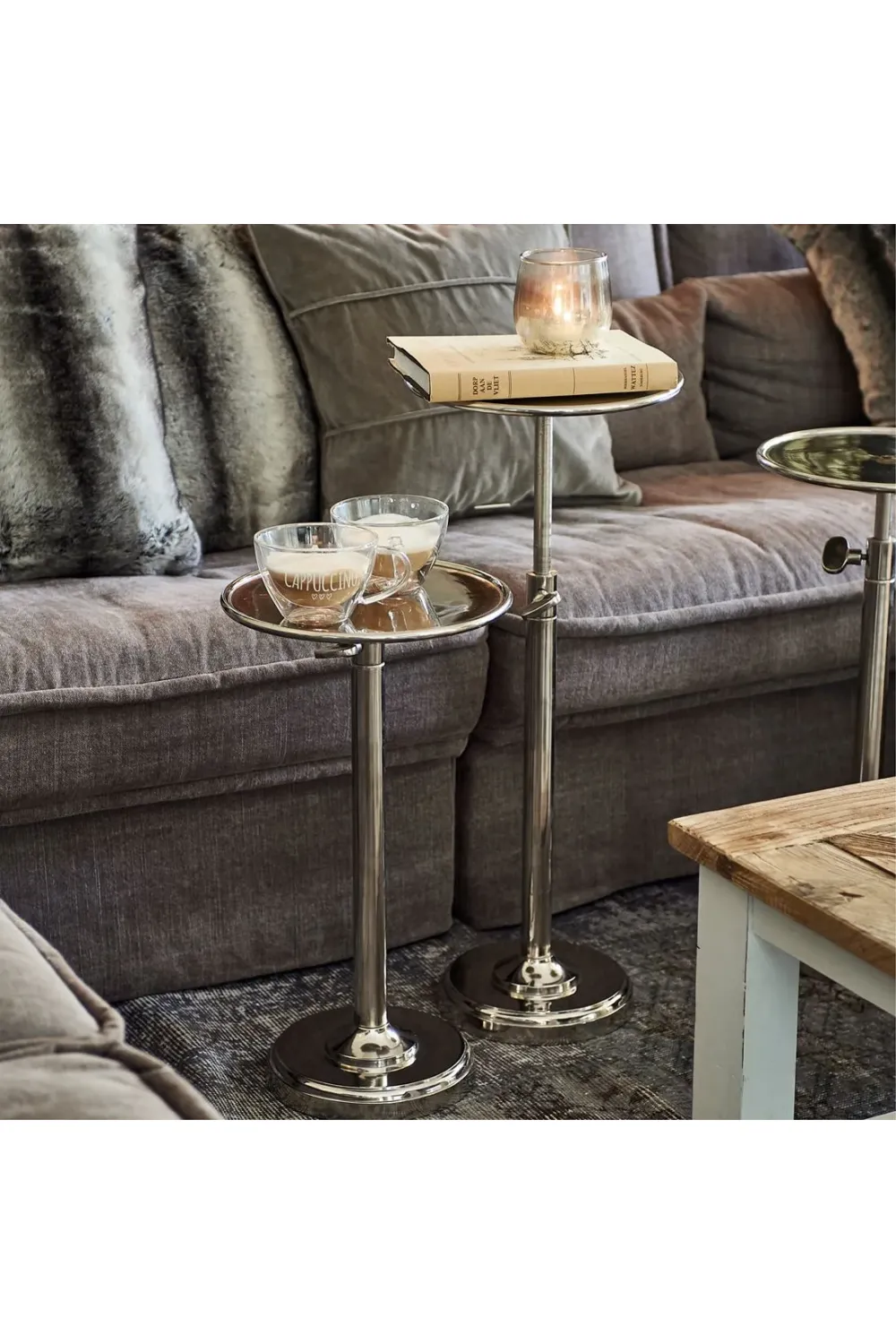 Silver Adjustable Pedestal Side Table | Rivièra Maison Venice