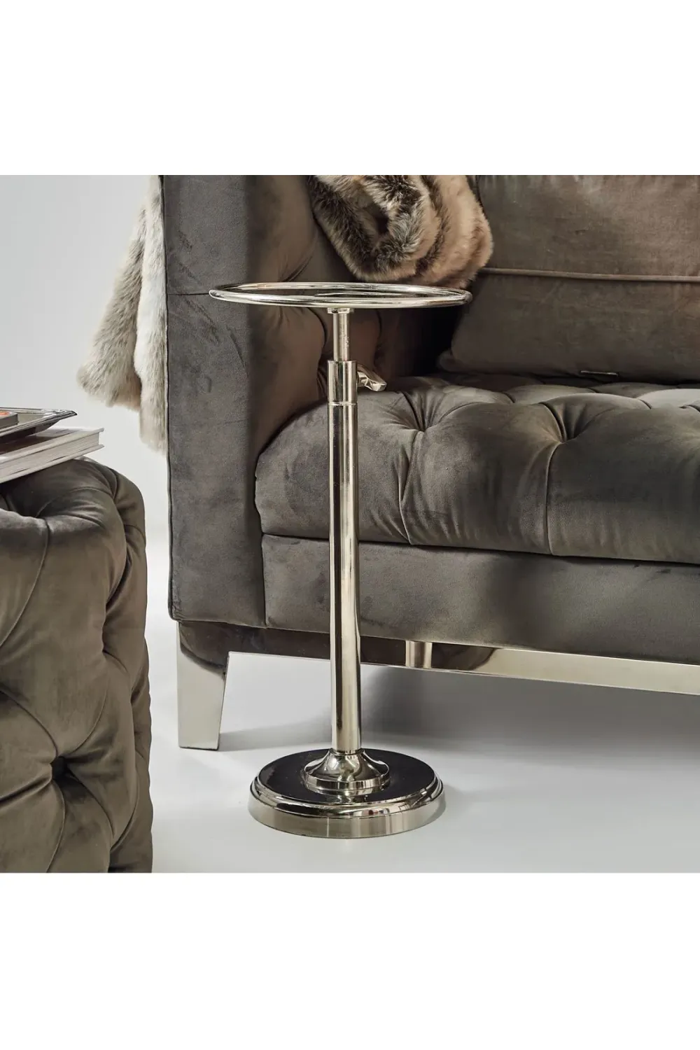 Silver Adjustable Pedestal Side Table | Rivièra Maison Venice