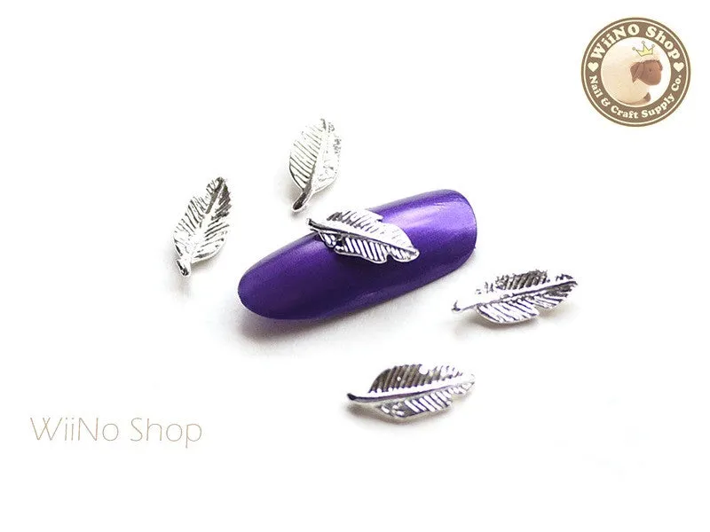 Silver Feather Nail Metal Charm - 2 pcs (FT01S)