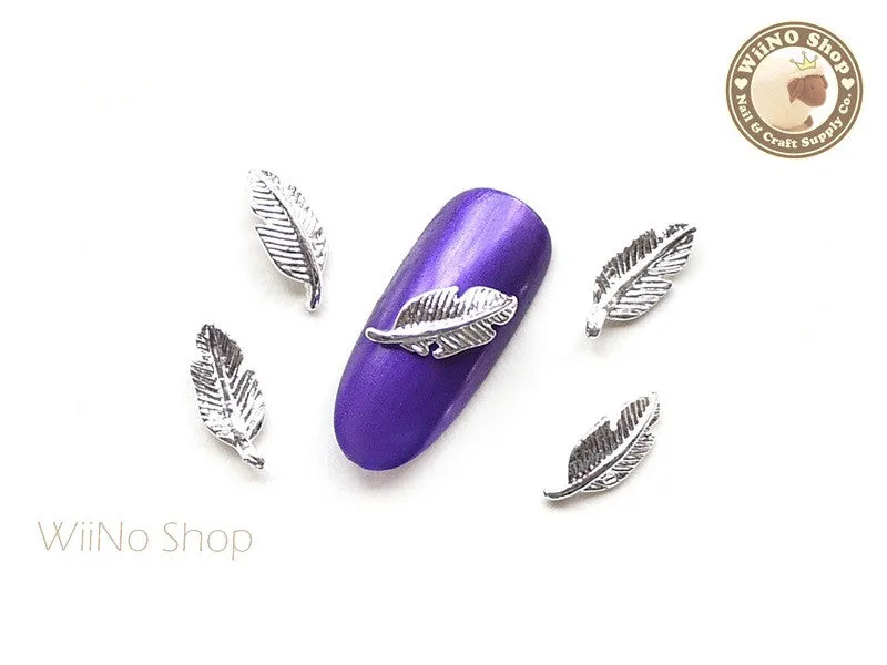 Silver Feather Nail Metal Charm - 2 pcs (FT01S)