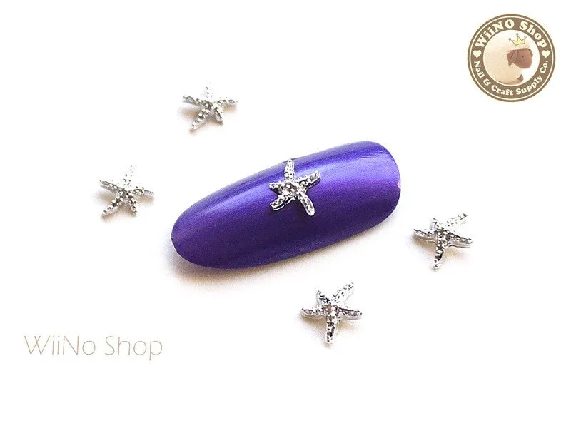 Silver Starfish Nail Metal Charm - 2 pcs