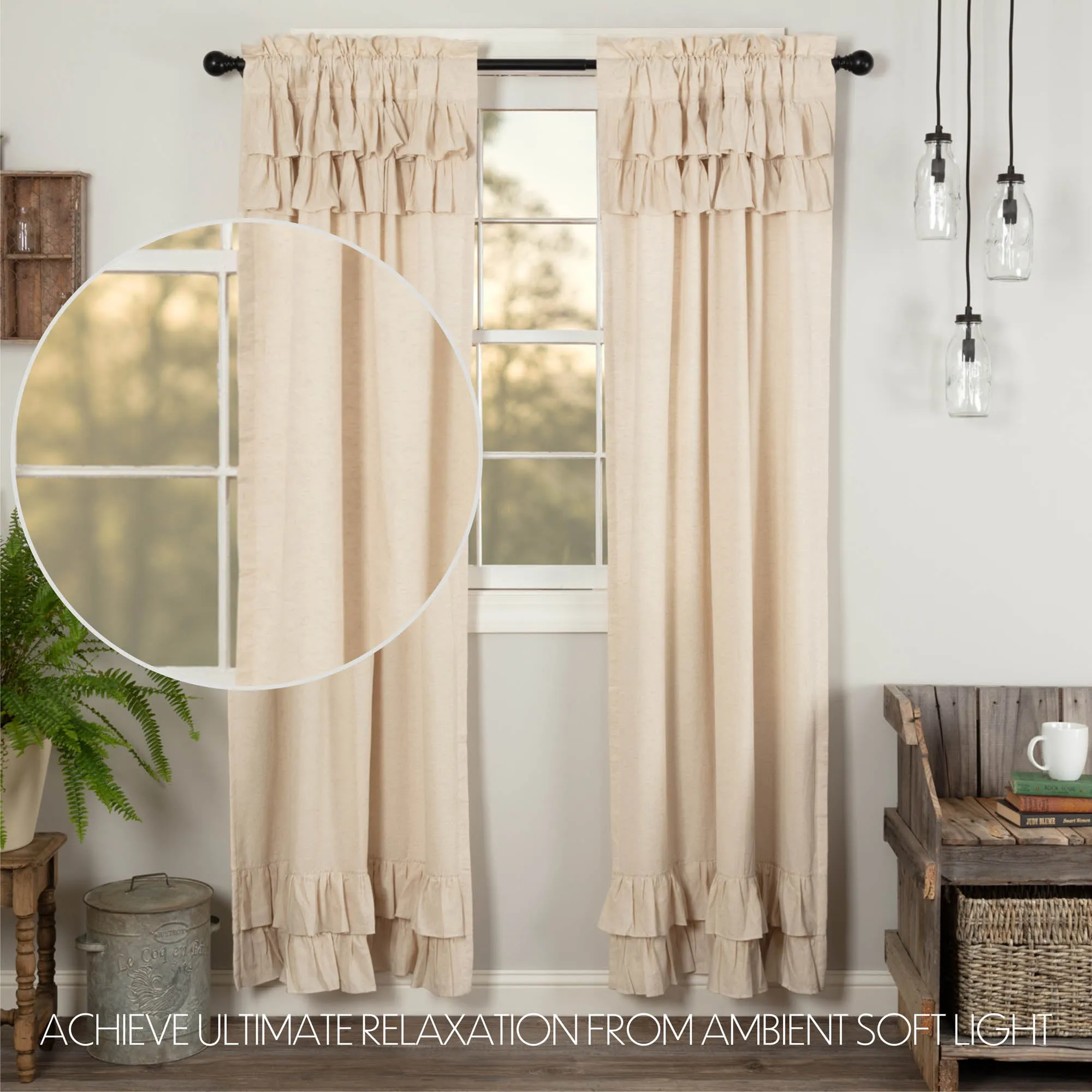 Simple Life Flax Ruffled Panel Set of 2