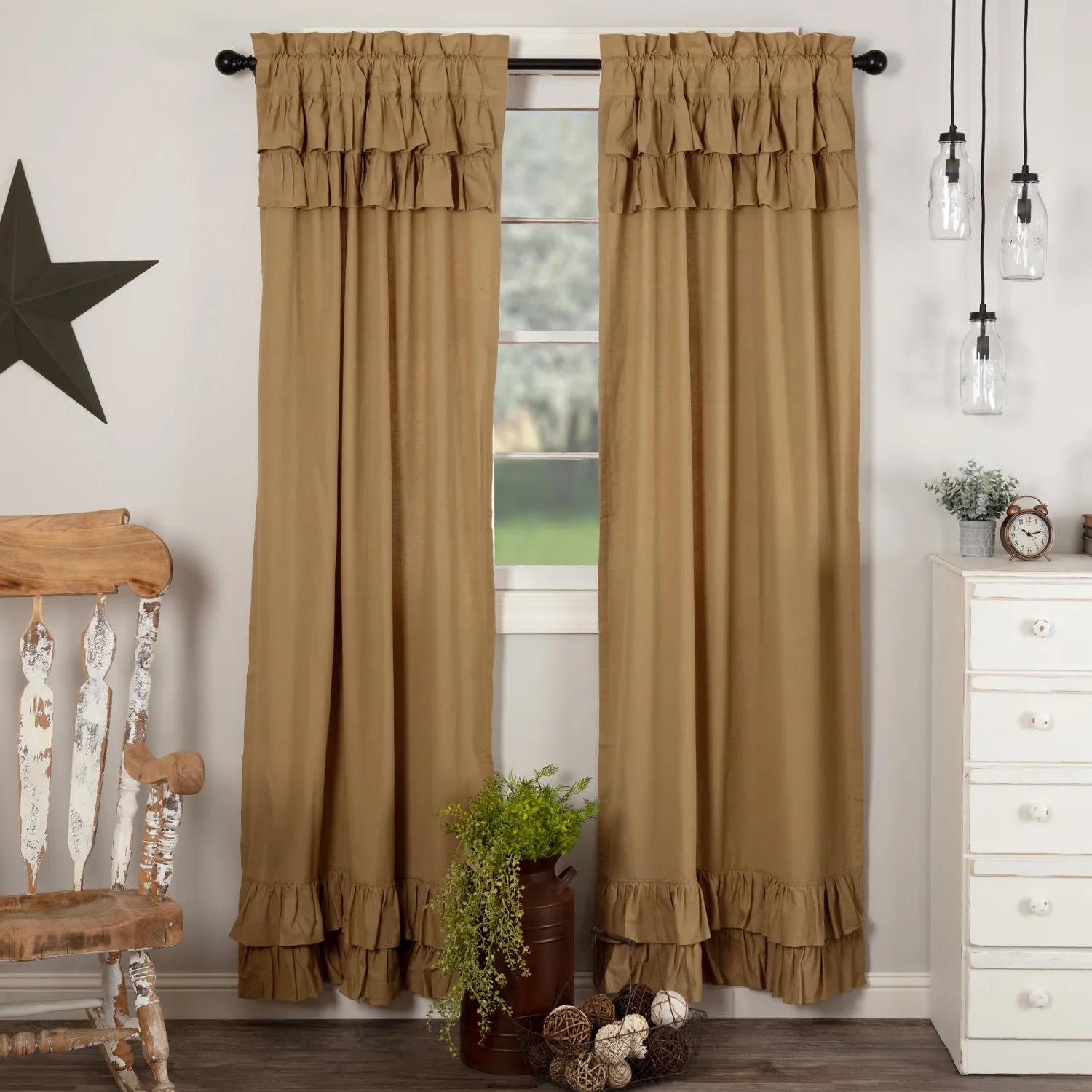 Simple Life Flax Ruffled Panel Set of 2