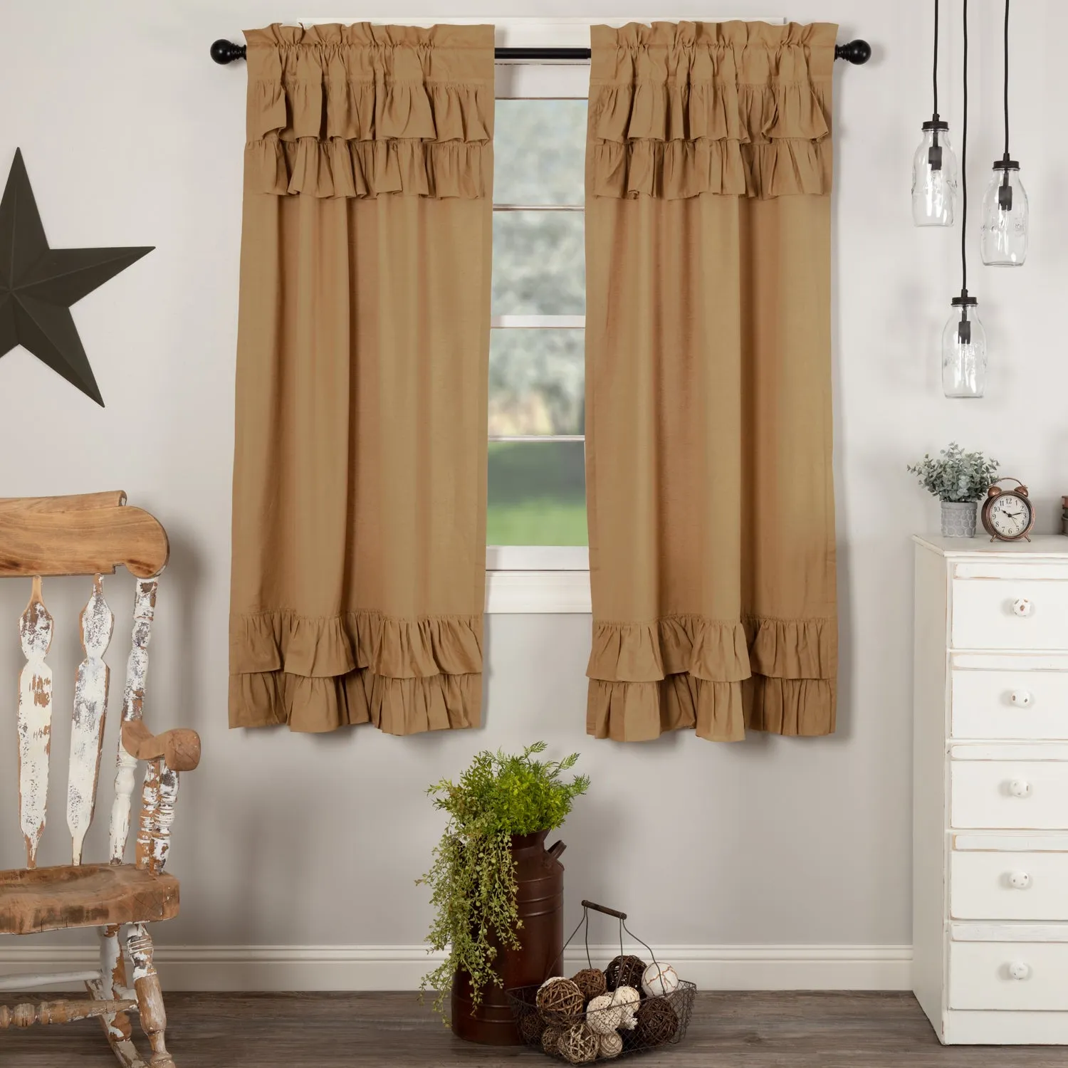 Simple Life Flax Ruffled Panel Set of 2