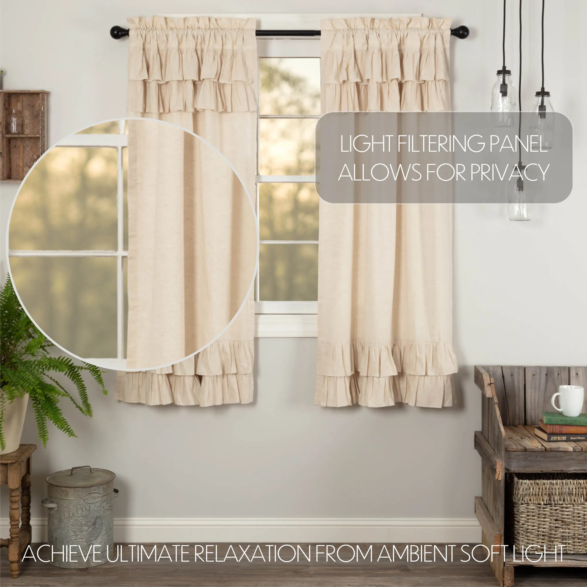 Simple Life Flax Ruffled Panel Set of 2