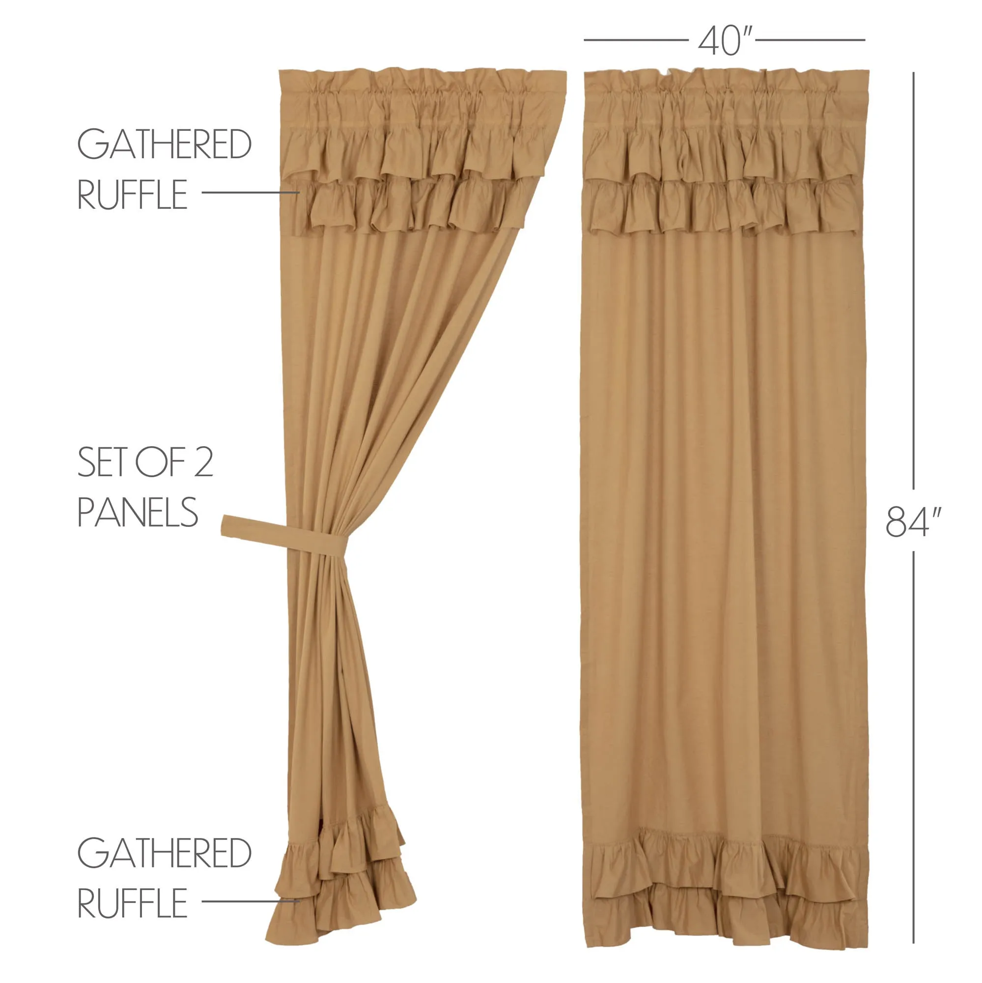 Simple Life Flax Ruffled Panel Set of 2