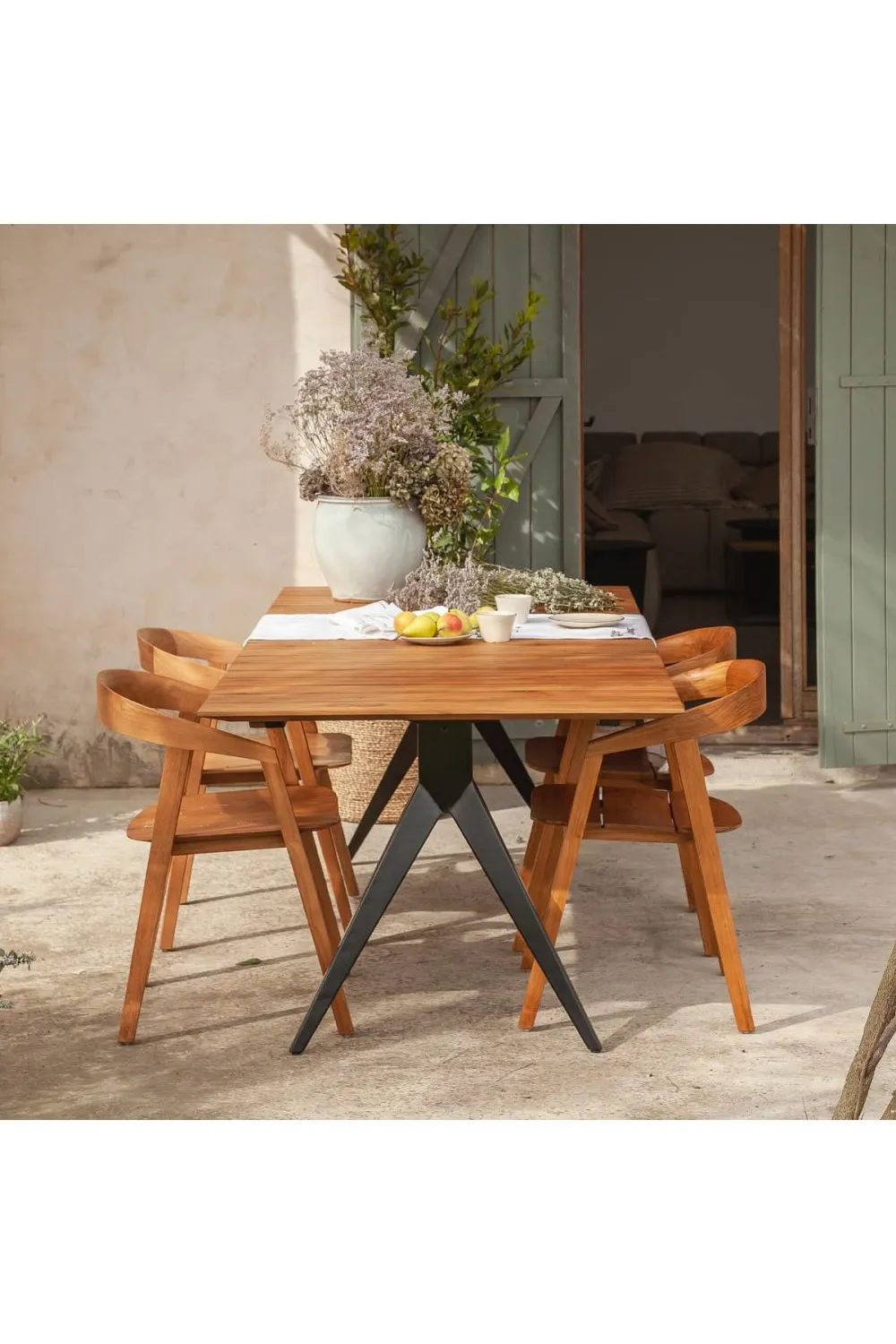 Slatted Wood Outdoor Table | Dareels Majesti