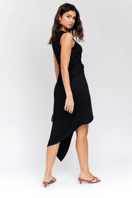 Sleeveless Twist Wrap Rib Midi Dress *Online Only*