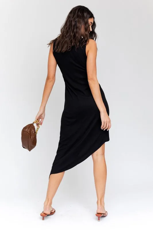 Sleeveless Twist Wrap Rib Midi Dress *Online Only*