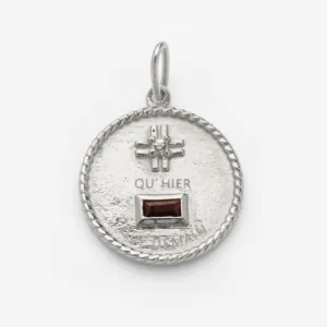 Solid Gold Coin Charm in White Gold