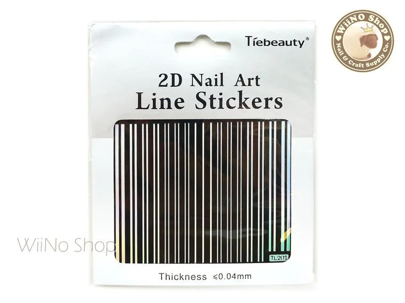 Stripe Line Silver Holographic Adhesive Nail Art Sticker - 1 pc (TL201)