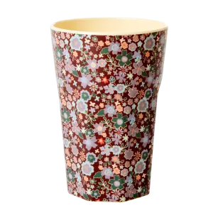 Tall Cup - Brown - Fall Floral Print