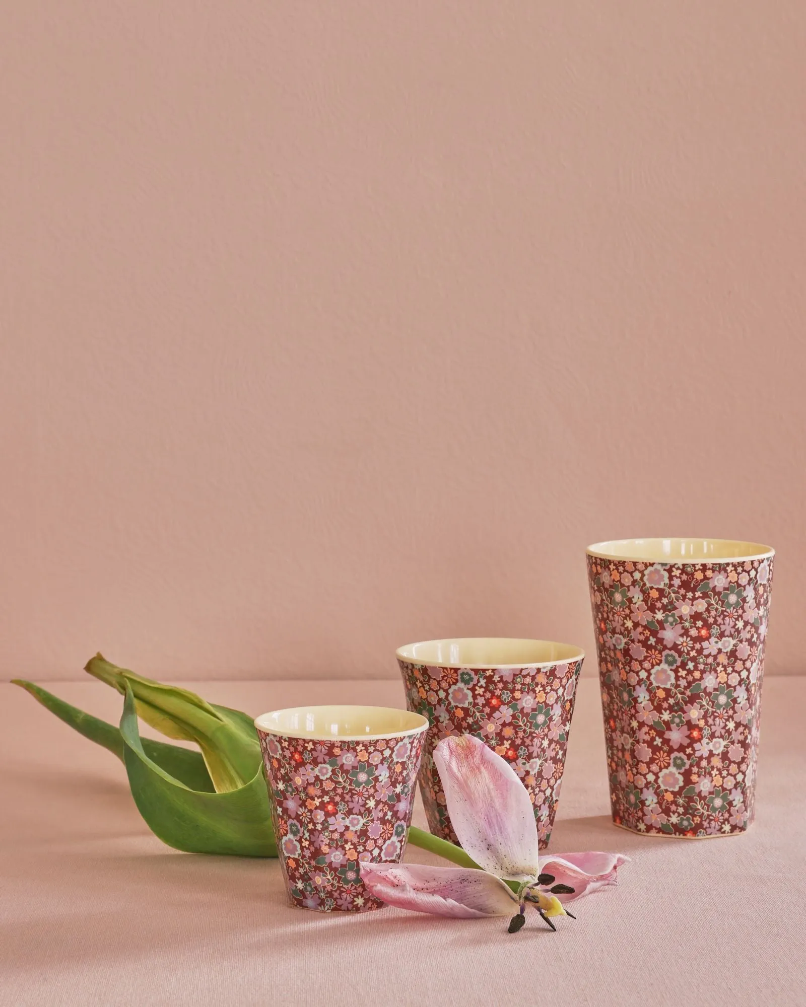 Tall Cup - Brown - Fall Floral Print