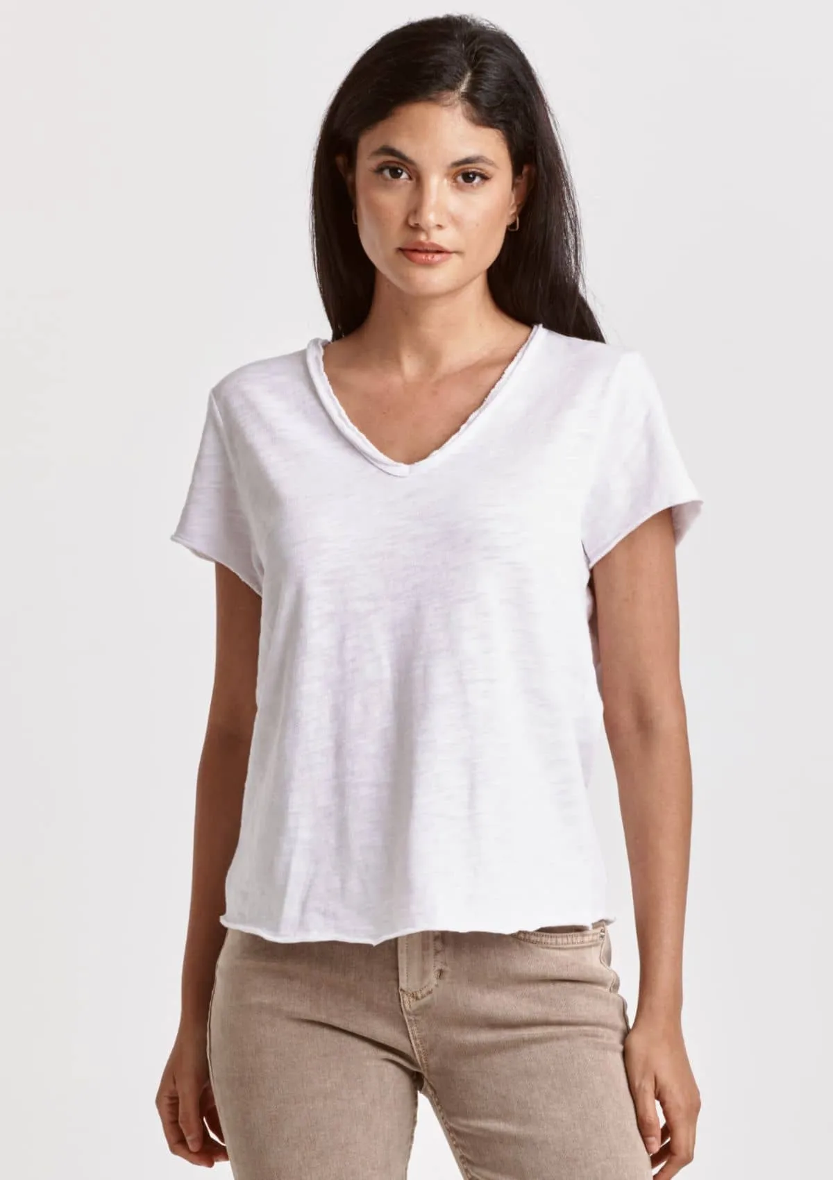 Vanya Short Sleeve Slub Tee - White