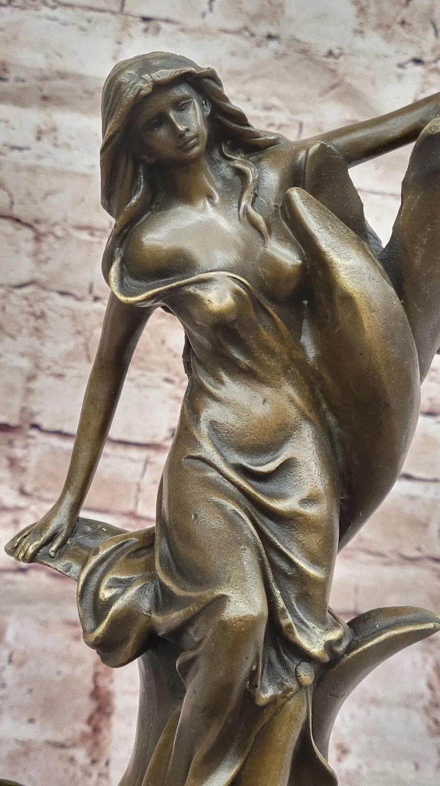 Venus Goddess Bronze Sculpture with Lily – Signed Art Nouveau Figurine, Collectible