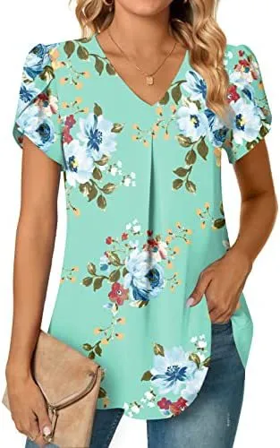 Women's Fashionable Chiffon Shirt V-neck Lotus Leaf