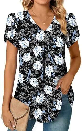 Women's Fashionable Chiffon Shirt V-neck Lotus Leaf